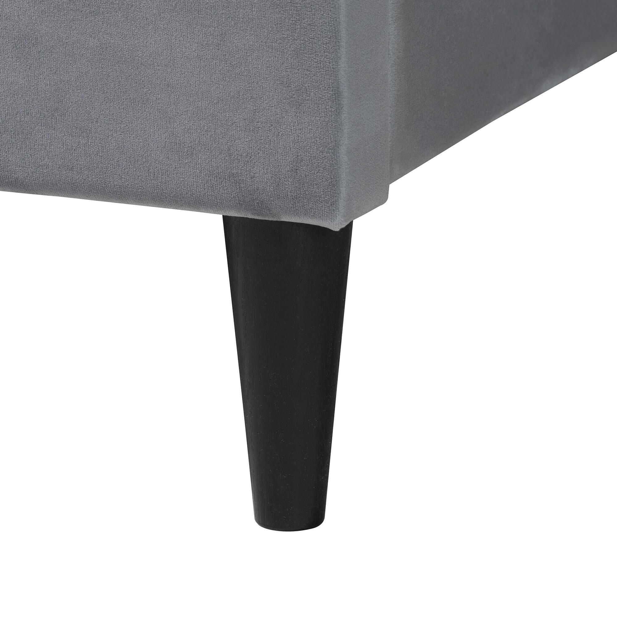 Alt View 1. Baxton Studio - Payne Modern Glam Velvet and Dark Brown Wood Queen Bed - Grey/Black.
