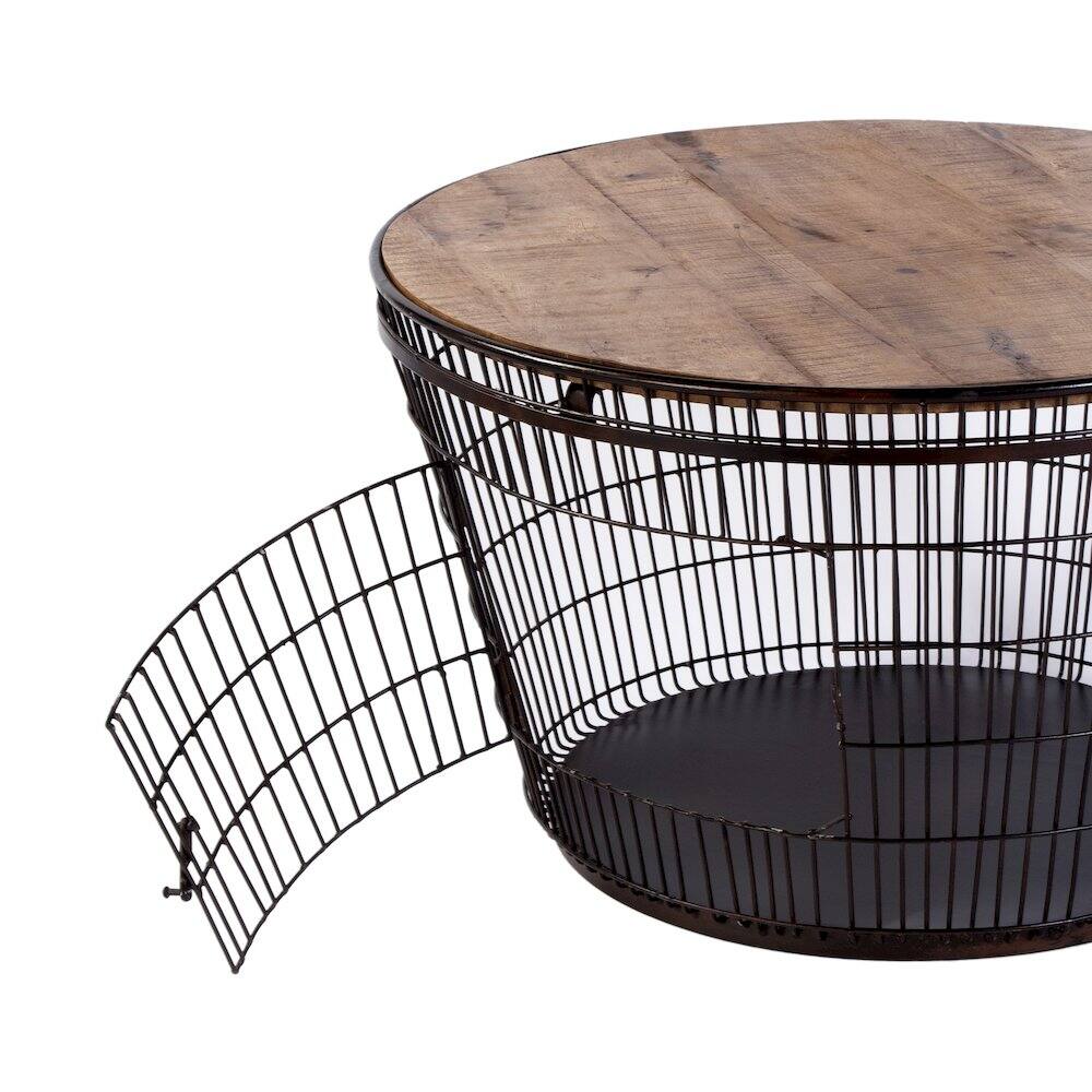 Left. Butler Specialty - Fulton 28 in. W Round Iron and Wood Coffee Table - Brown.