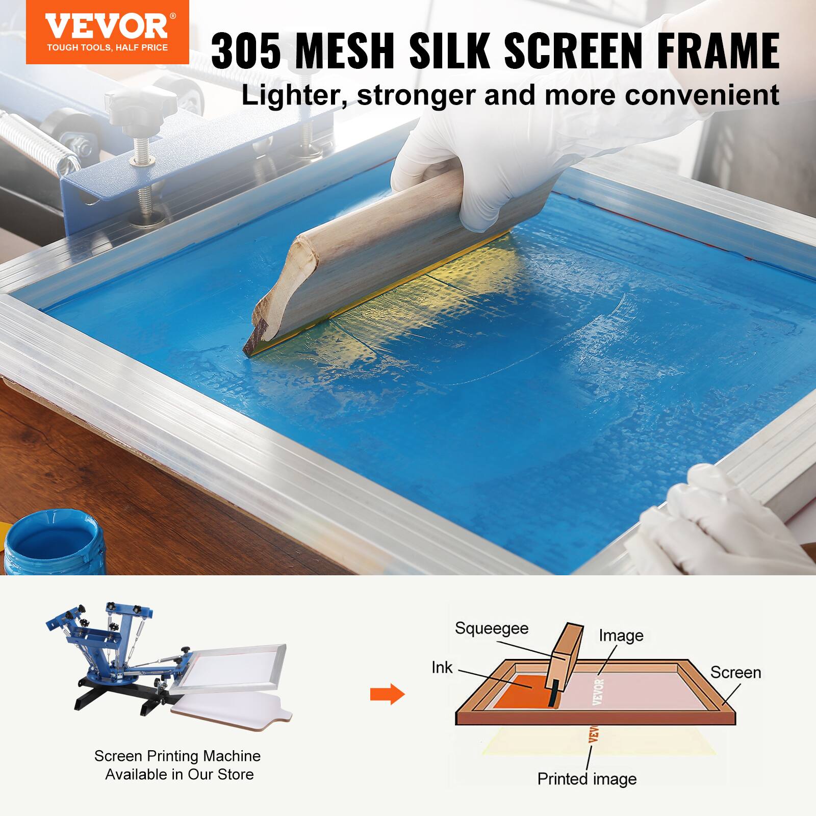 VEVOR TOUGH TOOLS, HALF PRICE

305 MESH SILK SCREEN FRAME
Lighter, stronger and more convenient

Squeegee Image Screen Printing Machine Available in Our Store

VEVOR Printed image Screen