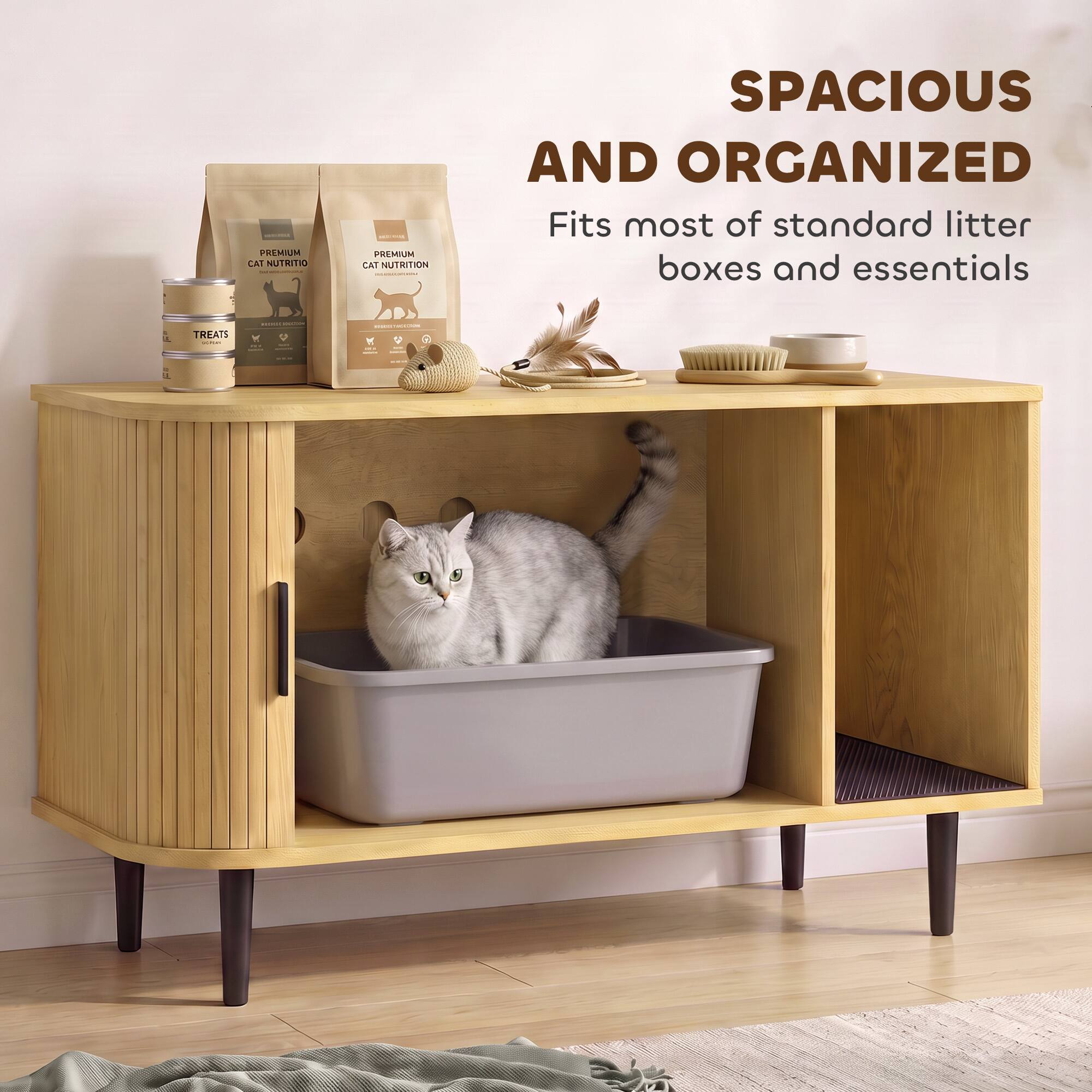 PREMIUM CAT NUTRITION  
SPACIOUS AND ORGANIZED  
Fits most of standard litter boxes and essentials