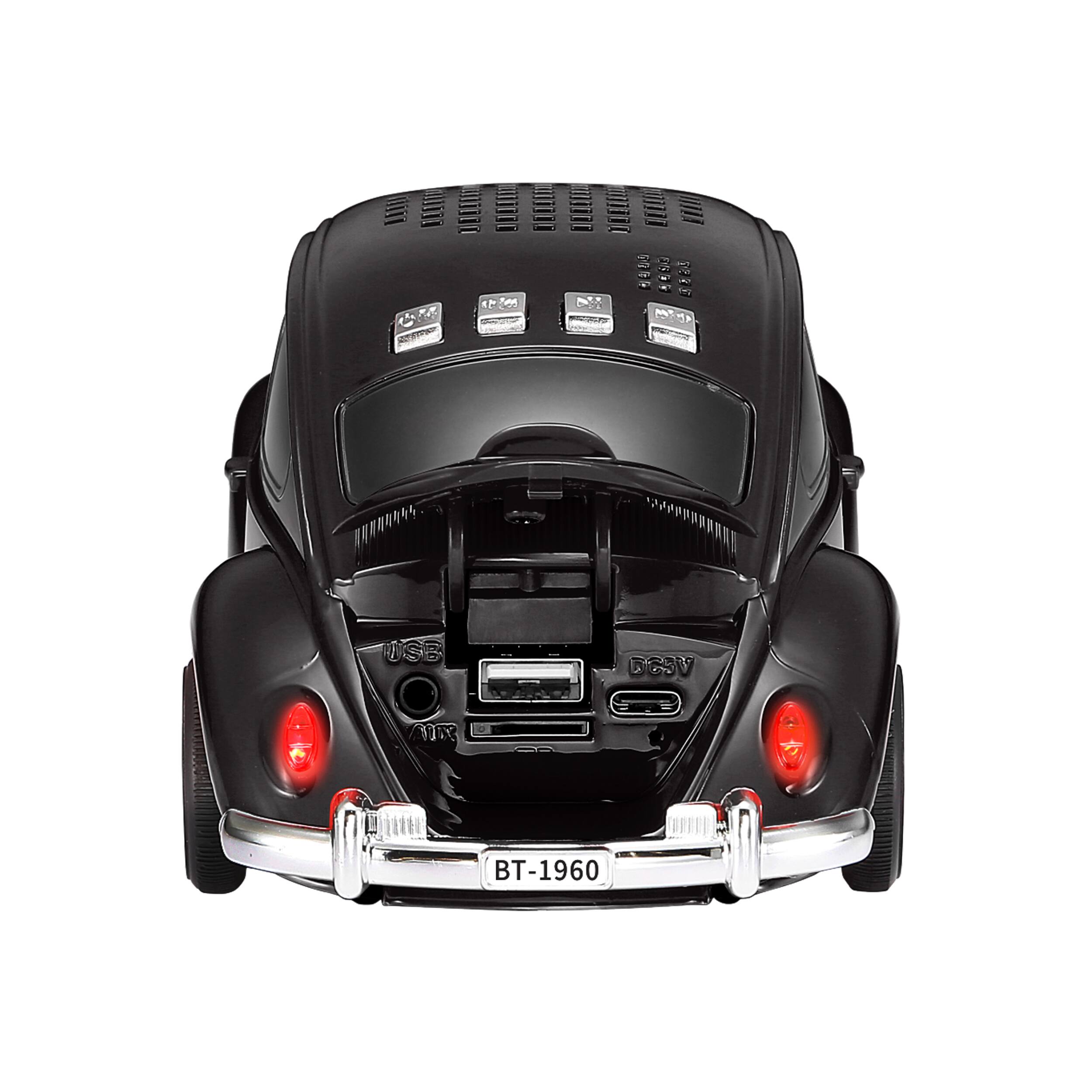 Alt View 15. QFX - Retro Car Portable Bluetooth Speaker with Bass Radiator and LED Lights - Black.