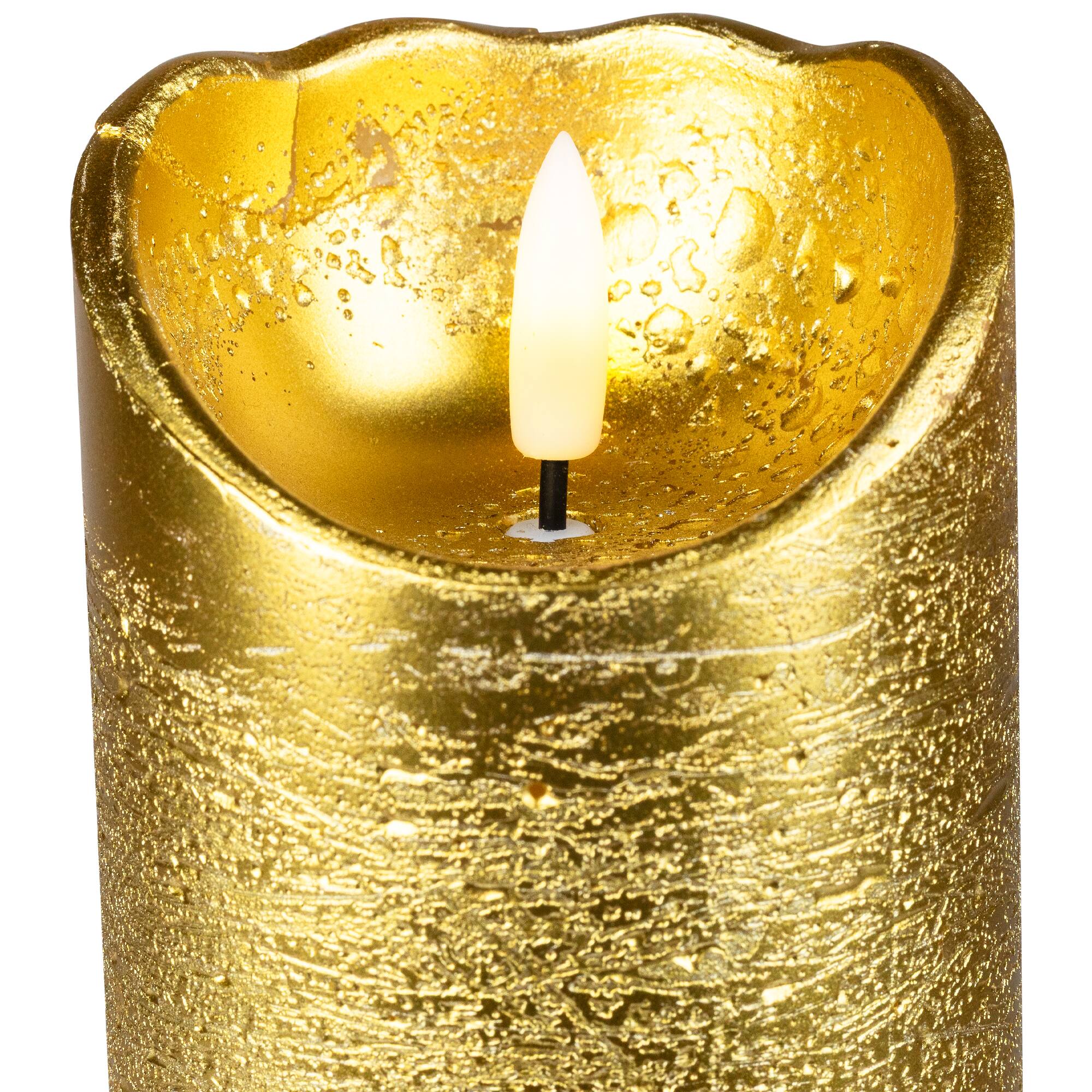 Alt View 5. Northlight - LED Lighted Flameless Flickering Pillar Christmas Candle - 6" - Gold - Gold.