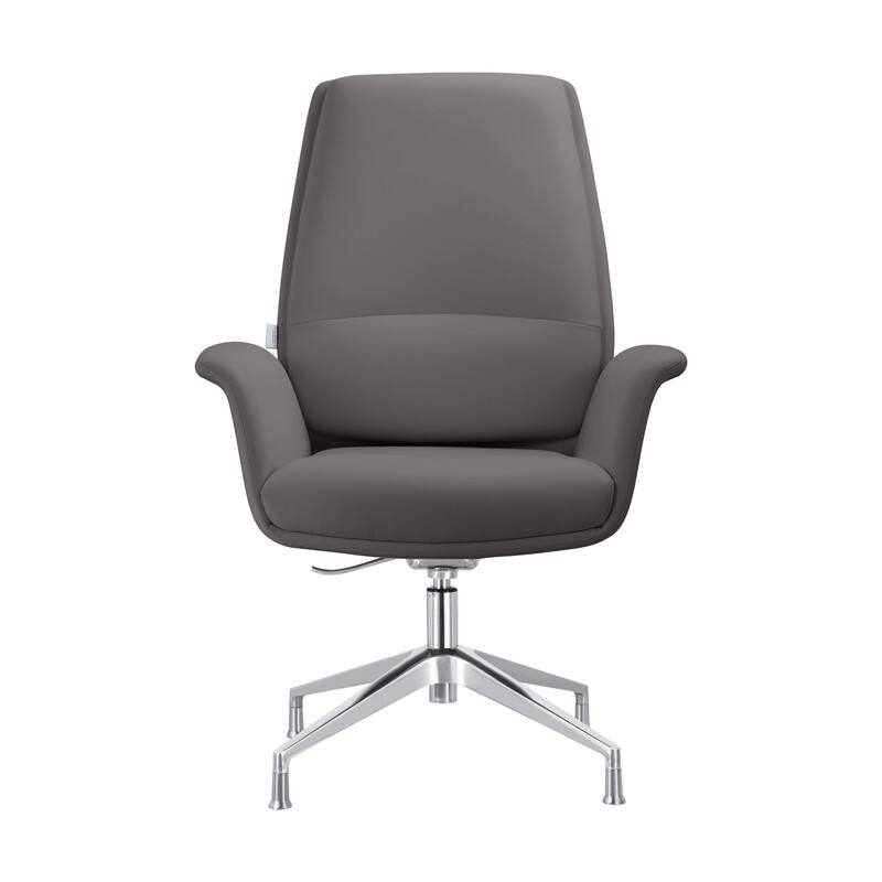 Back. LeisureMod - Summit Ergonomic Office Chair with Faux Leather, Adjustable Height & Swivel for Home or Work - Grey.