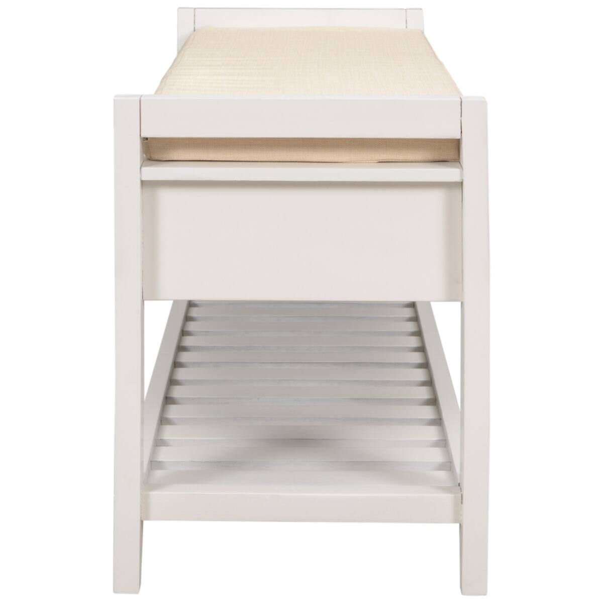 Alt View 2. HTUTWOO - Multipurpose Shoe Rack with Cushioned Seat and Drawers. - White.