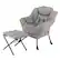 Front. Costway - Lazy Leisure Armchair with Folding Footrest and Storage Pocket - Gray.