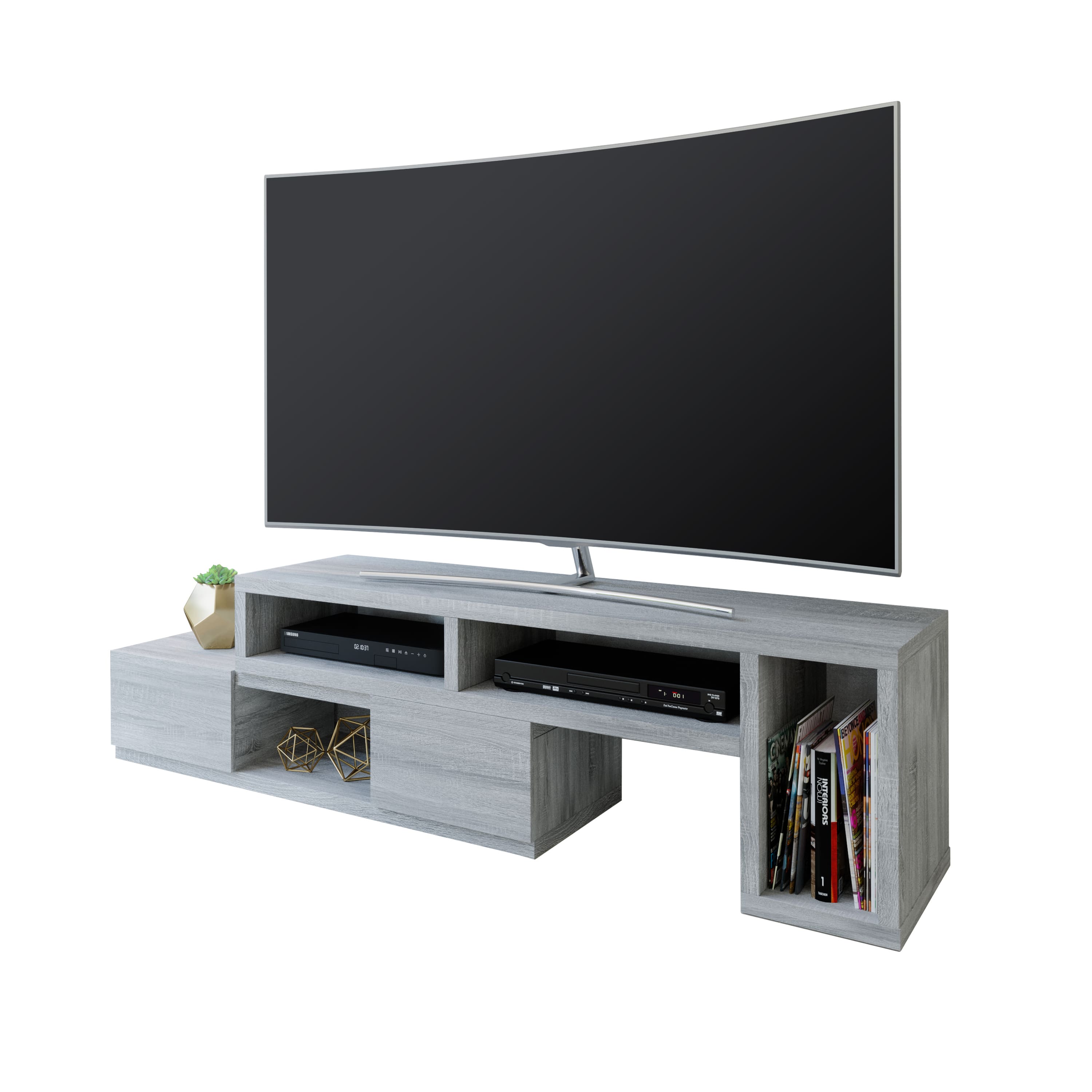 Spaco - Adjustable TV Stand Console for TV's Up to 65" for Living Room - Gray