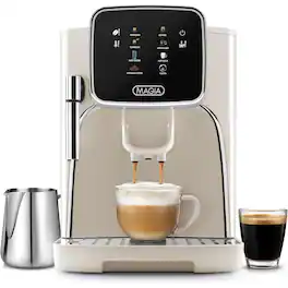 Zulay Kitchen - Magia Clasica - Fully Automatic Espresso Machine with Grinder - Cream Silver