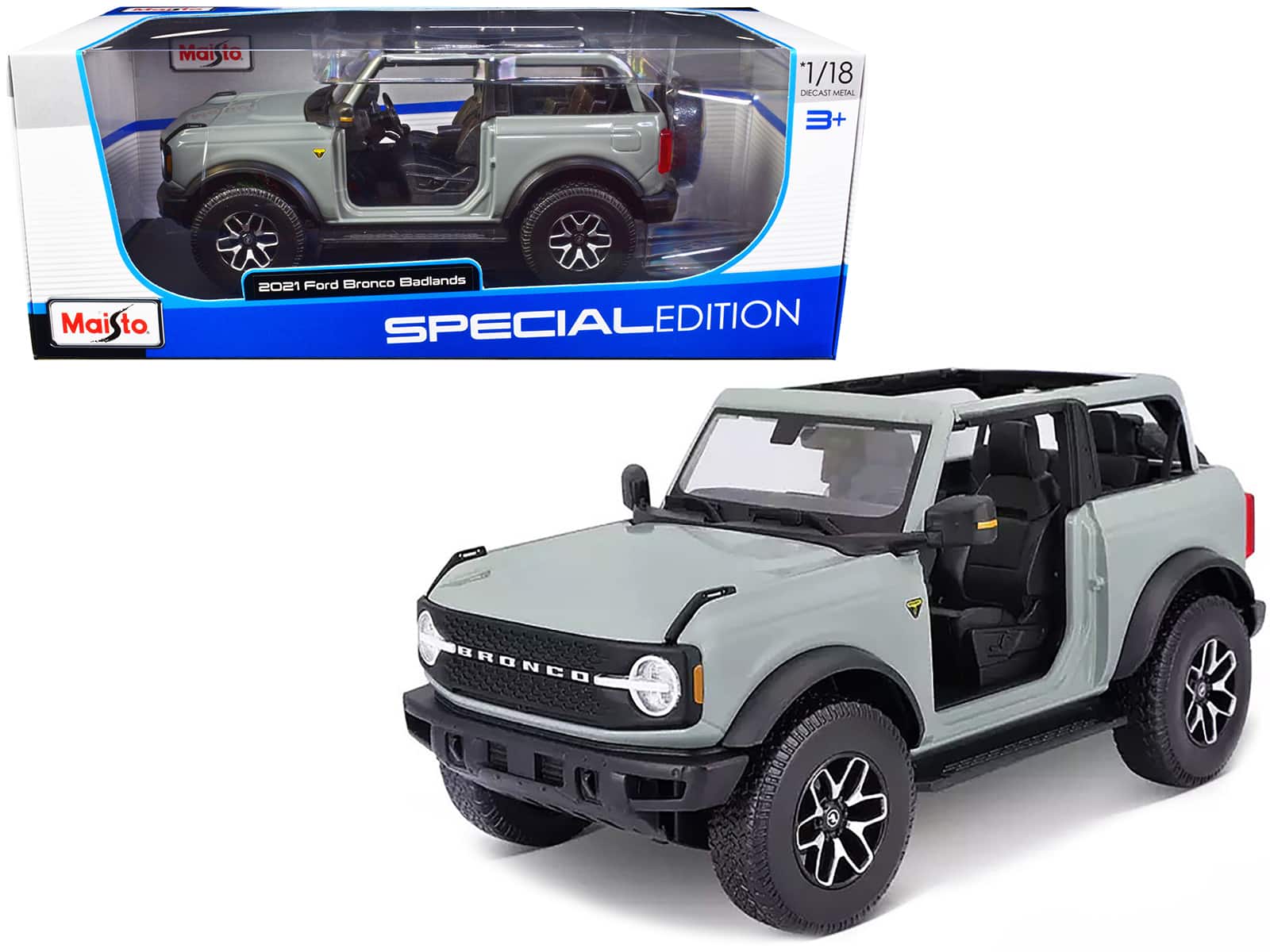 "2021 Ford Bronco Badlands Light Gray ""Special Edition"" 1/18 Diecast Model Car by Maisto" price history on PriceWatchPro