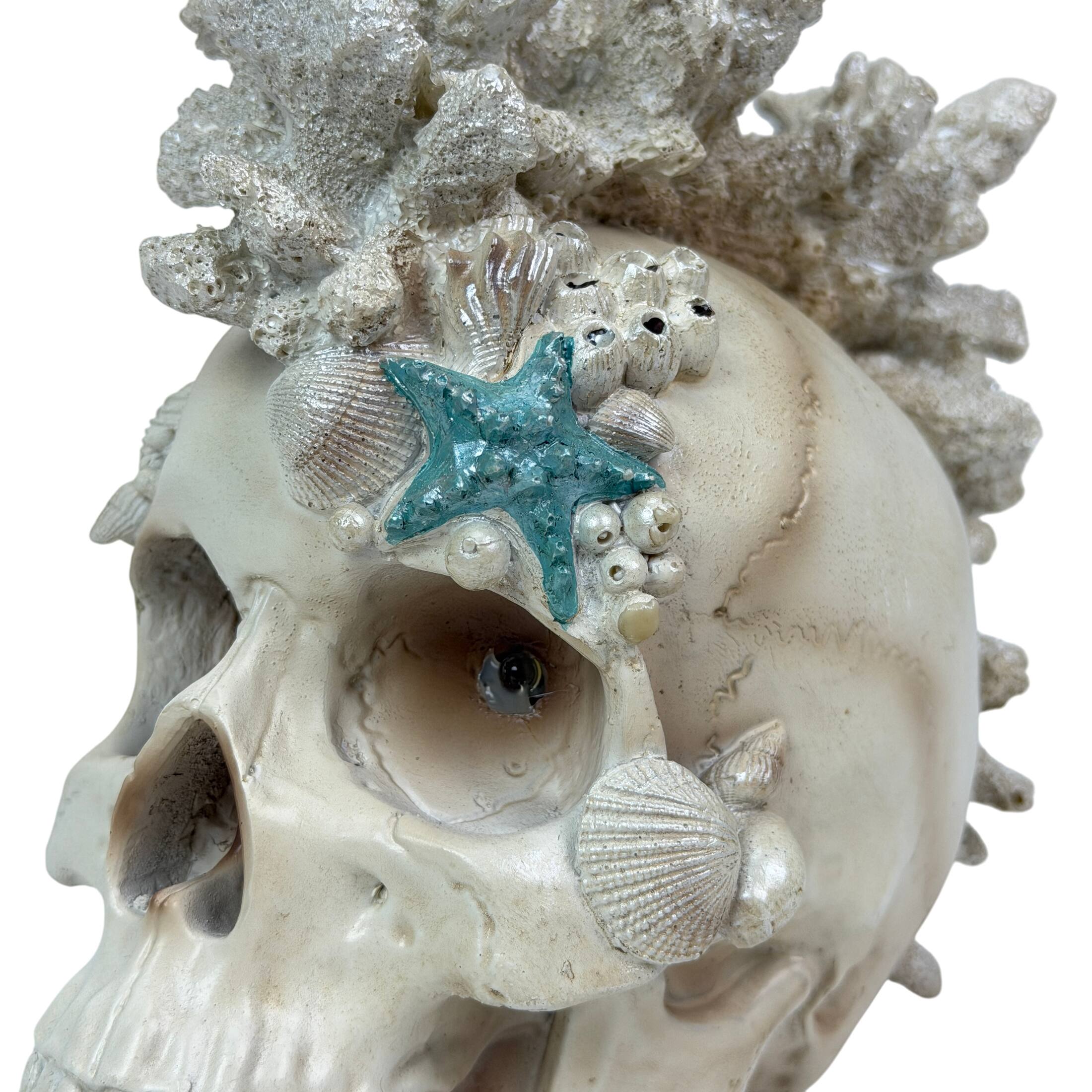 Alt View 9. Fancy That - Illuminated Coastal Statue LED Eyes Coral Resin 7.5 Inch Gothic Decor - Off-white.