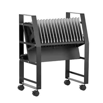 Front. VEVOR - Charging Cart,16 Device Mobile Open Charging Station,Up to 15.6 in Screen Size,Office and Classroom Mobile Charging Cart - Black.