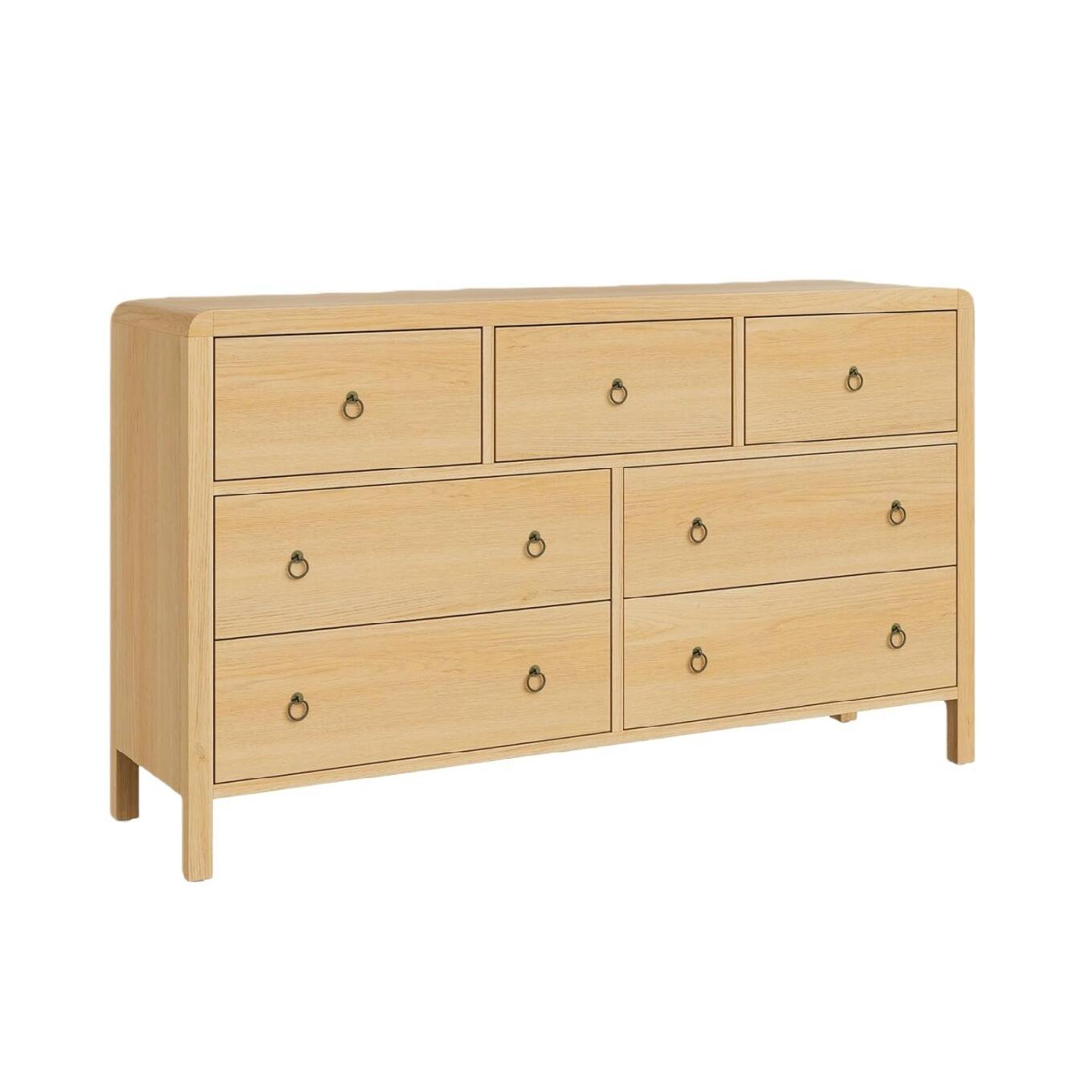 Angle. GARVEE - 7 Drawer Dresser for Bedroom, Wooden Chest of Dressers for Deep Drawers - Natural.