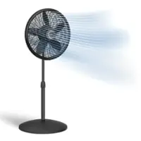 Lasko - 18 in. Oscillating 3-Speed Adjustable Large Room Pedestal Fan - Black - Front_Zoom