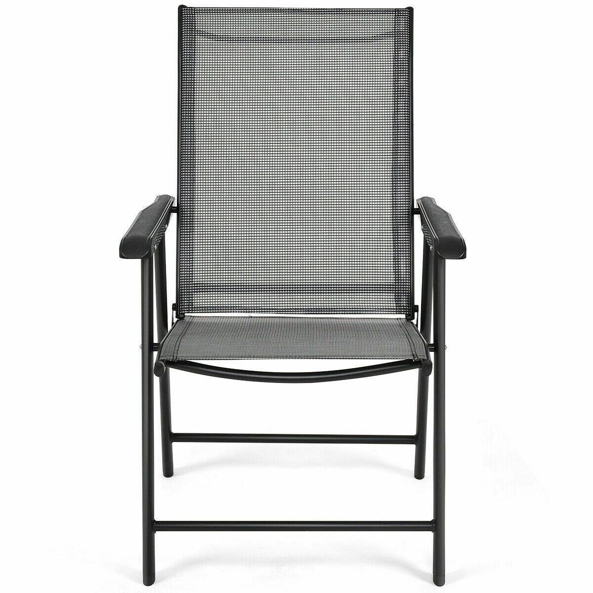 Alt View 8. Gymax - Gymax 2PCS Folding Chairs Steel Frame Patio Garden Outdoor w/ Armrest & Footrest - Grey.