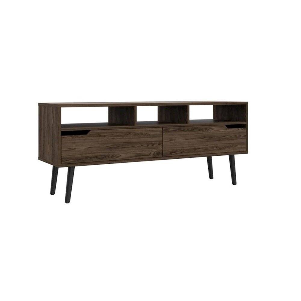 Front. TuHome - Oslo Tv Stand Dark Walnut MDF - Brown.