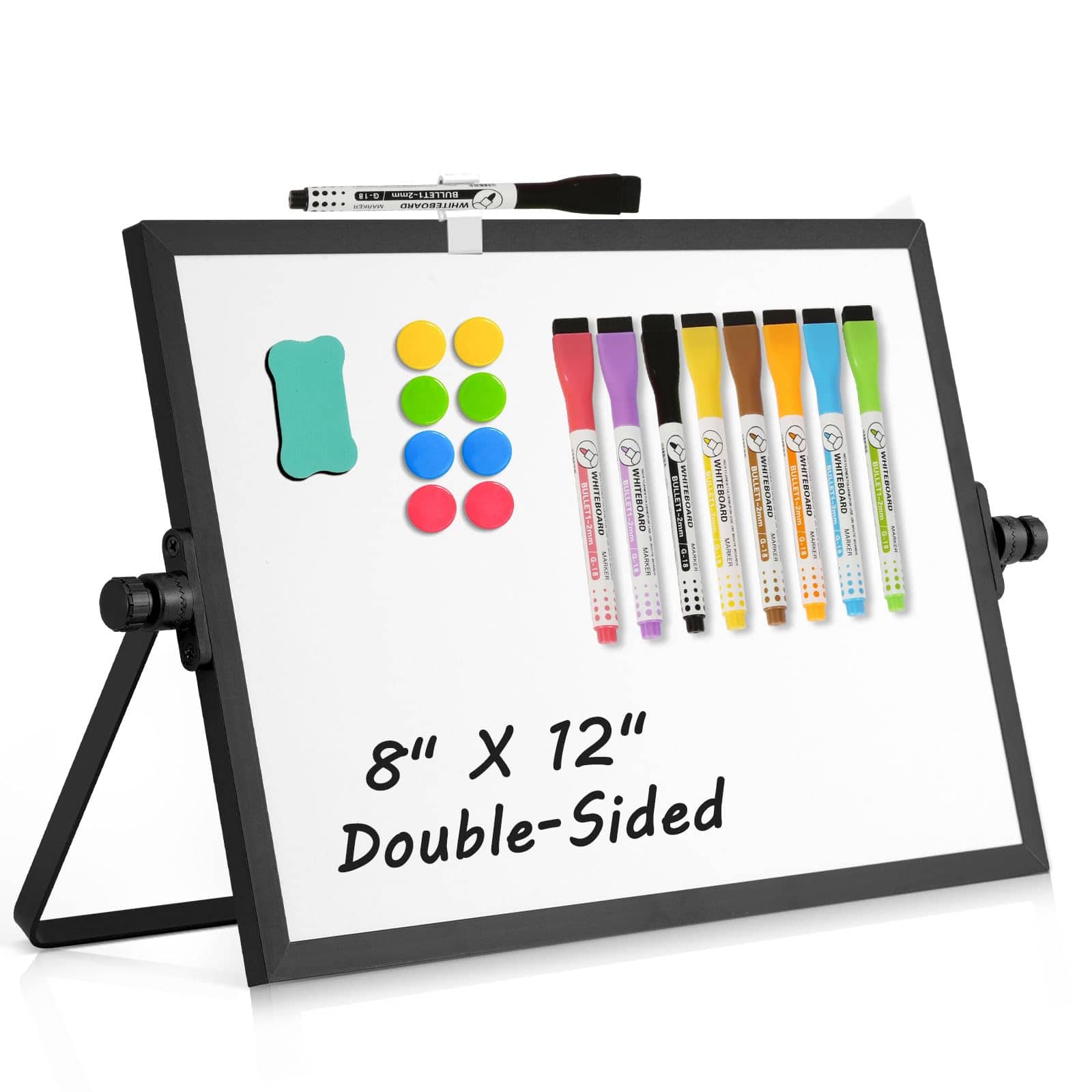 Stylel Star - Dry Erase Magnetic White Board 16" X 12" Double-sided Desktop Whiteboard With Stand Portable Small Set For Drawing