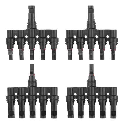 Front. Unique Bargains - Two Pair T-Shaped Branch Connector 1 to 5 Male/Female for Solar Panel Parallel Connection - Black.