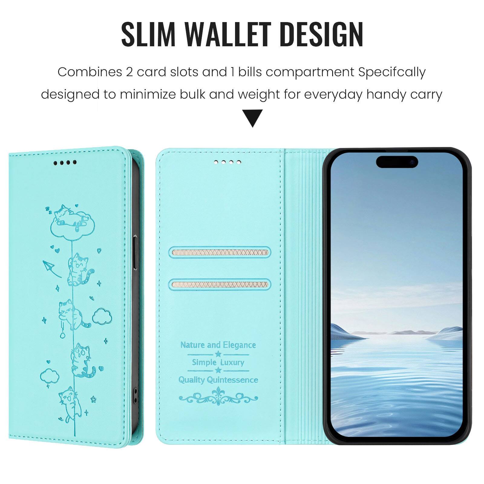 SLIM WALLET DESIGN  
Combines 2 card slots and 1 bills compartment  
Specifically designed to minimize bulk and weight for everyday handy carry  

Nature and Elegance  
Simple Luxury  
Quality Quintessence
