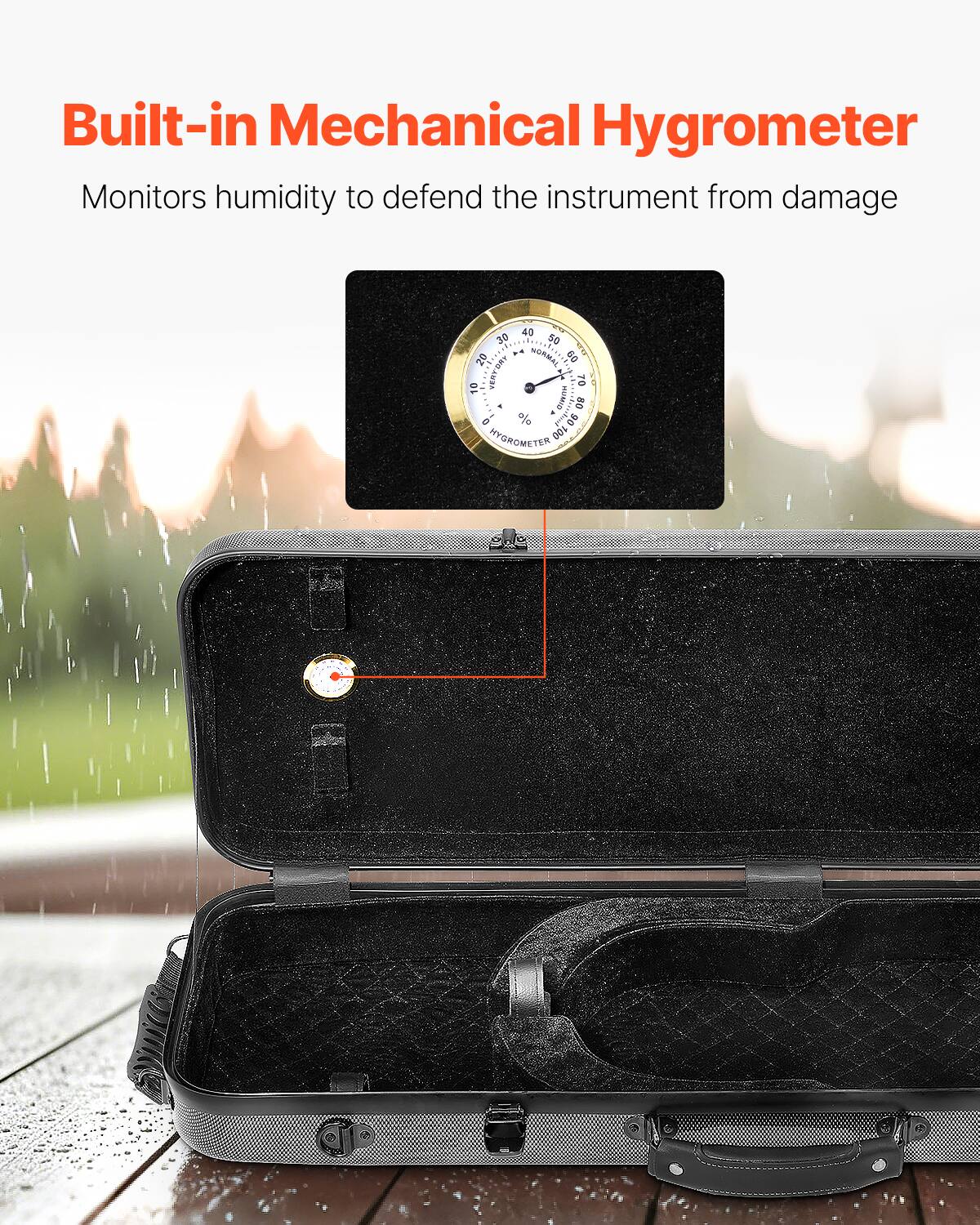 Built-in Mechanical Hygrometer  
Monitors humidity to defend the instrument from damage  

40 30 50 60 20 10 70 0  
NORMAL  
HYGROMETER 001