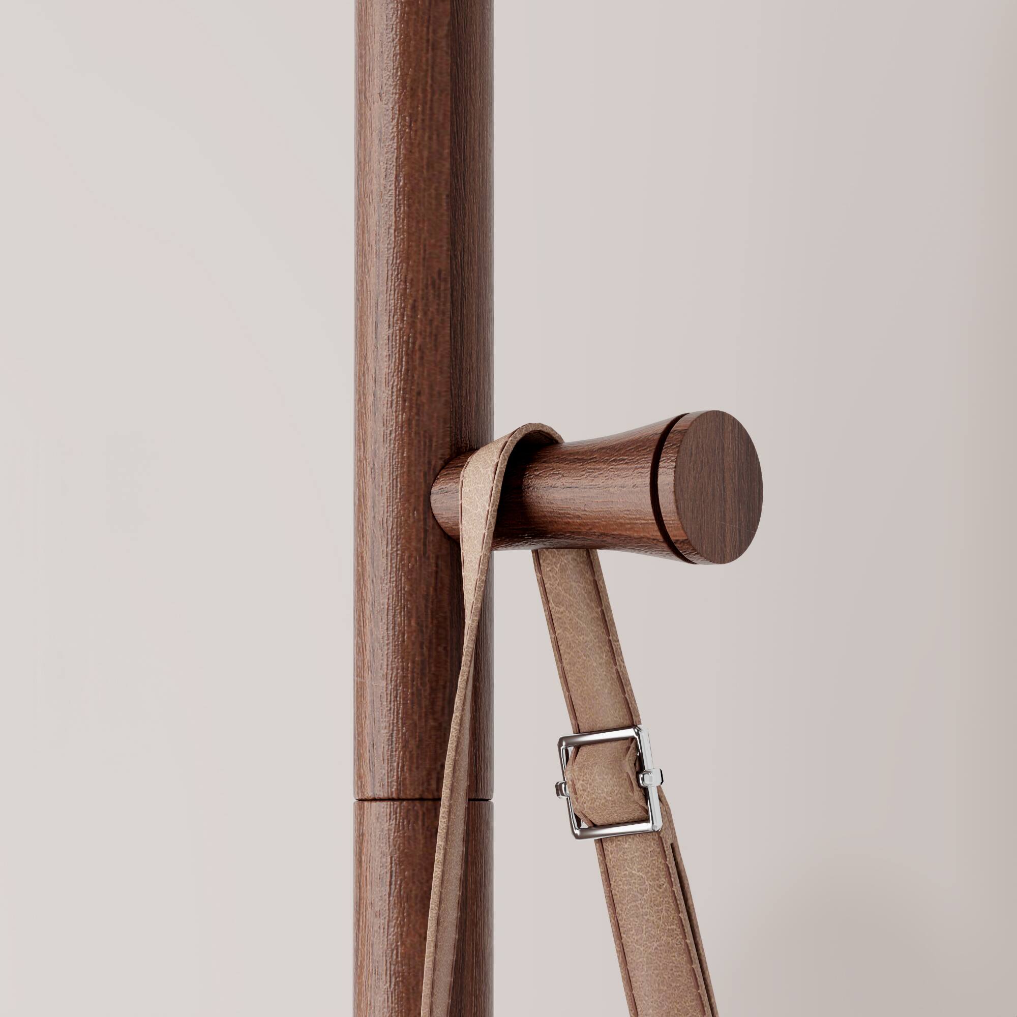 Alt View 1. MERAVOM - Solid Wood Coat Rack Freestanding, Rolling Clothes Rack with 2 Hooks & Shelves, Clothing Rack with Wheels for Bedroom - Walnut.