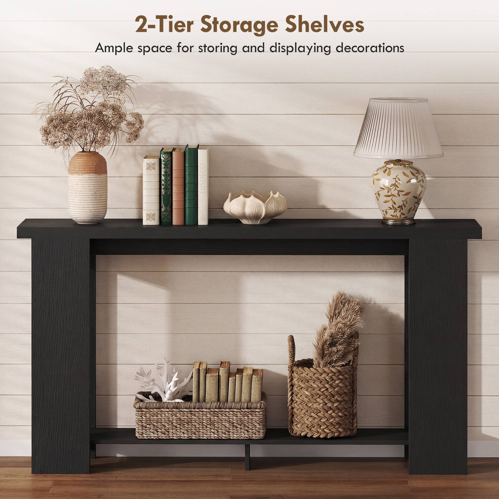 2-Tier Storage Shelves  
Ample space for storing and displaying decorations