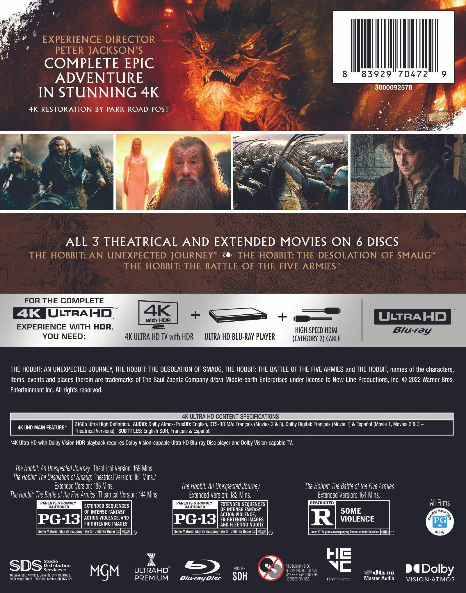 Back. The Hobbit: Trilogy (4K Ultra HD) [UHD].