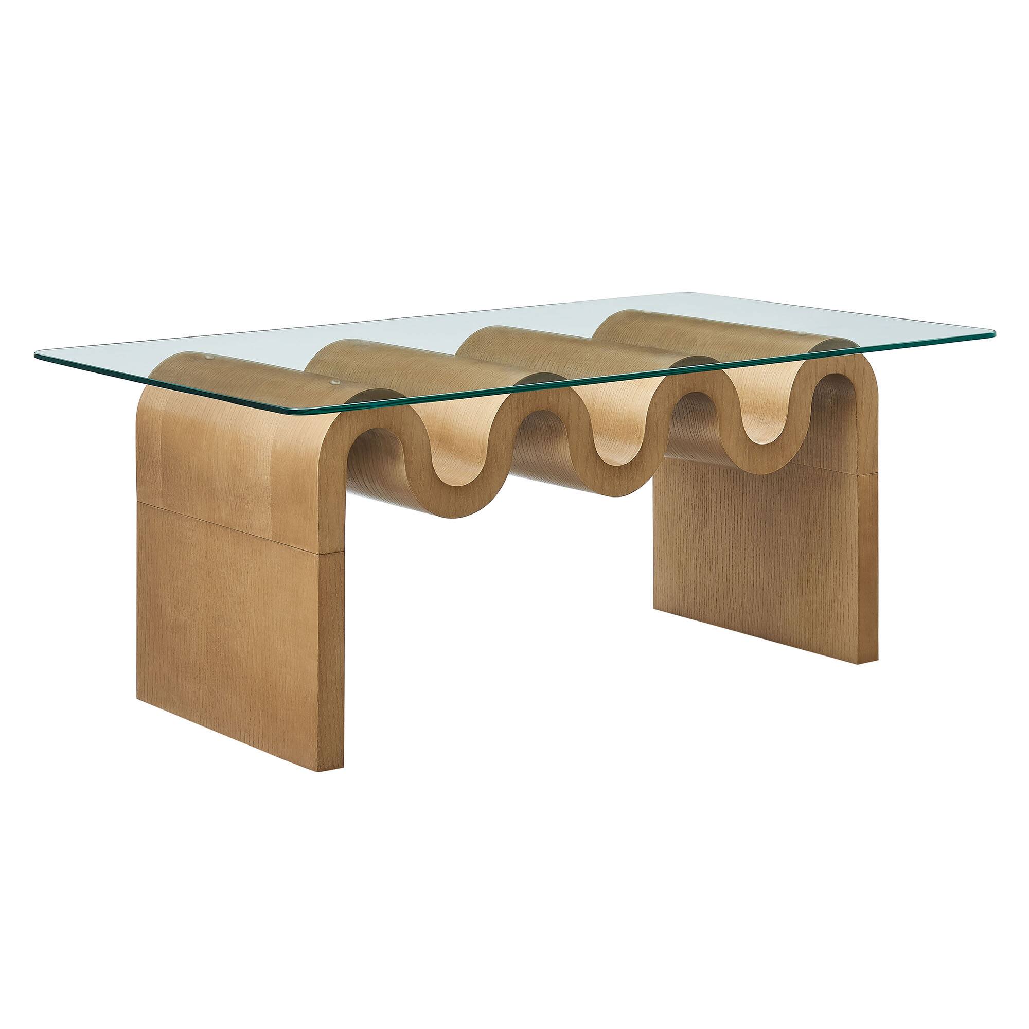 Angle. Modway - Ondine Glass Top Coffee Table by Modway - Natural.