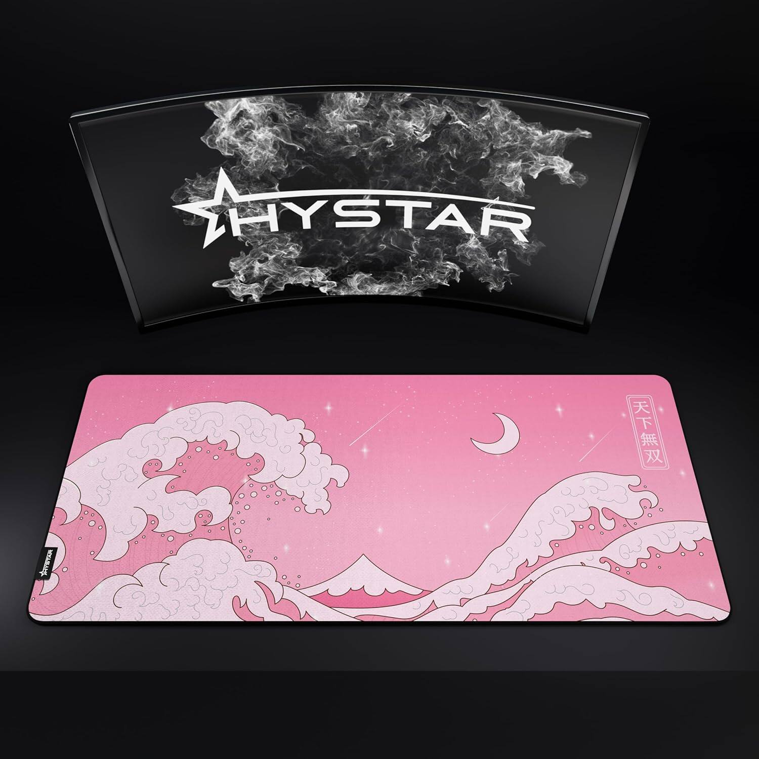 Alt View 5. Hystar - Extended Gaming Mouse Pad | XXL 36" x 16" | 5mm Thick, Waterproof Surface, Smooth Polyester, and Rubber Base - Kawaii Wave.