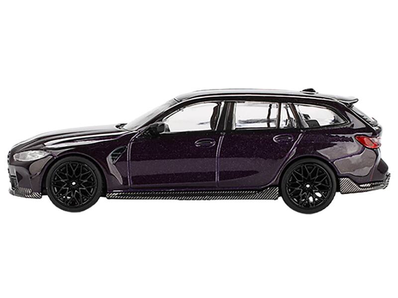 Angle. Mini GT - BMW M3 M Performance Touring Daytona Violet Metallic with Black Top Limited Edition 1/64 Diecast Model Car by Mini GT - Violet Metallic with Black.