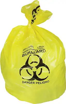 Heritage Bag - 30 Gal. Biohazard Liners, 43"L x 30"W, 200/Carton - Yellow