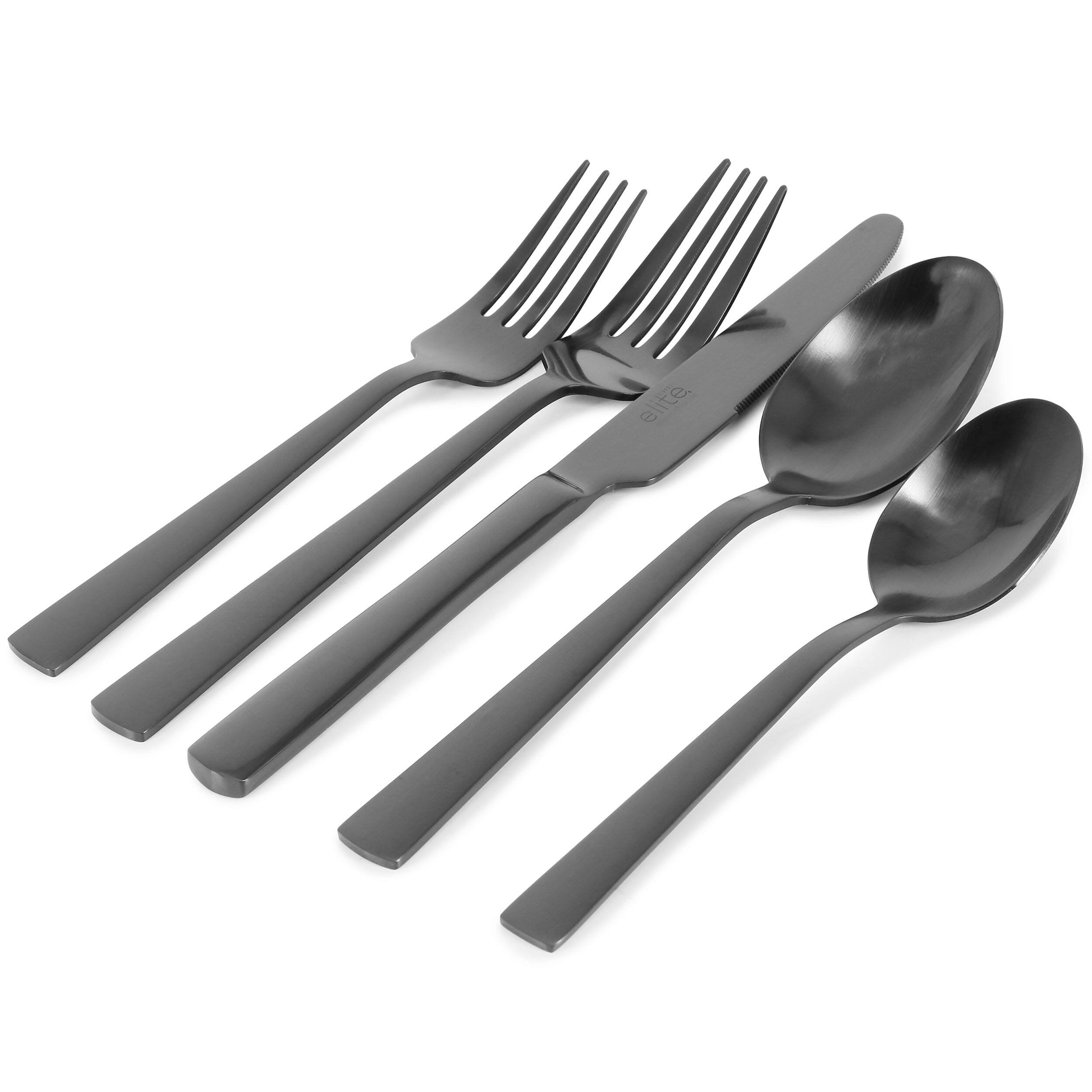 Alt View 1. Gibson - Gibson Elite Earlston 20 Piece Stainless Steel Flatware Set in Black - Black.