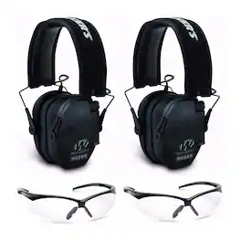 Walkers - Walker's Razor Slim Electronic Shooting Range Earmuffs and Glasses (2-Pack) - Black
