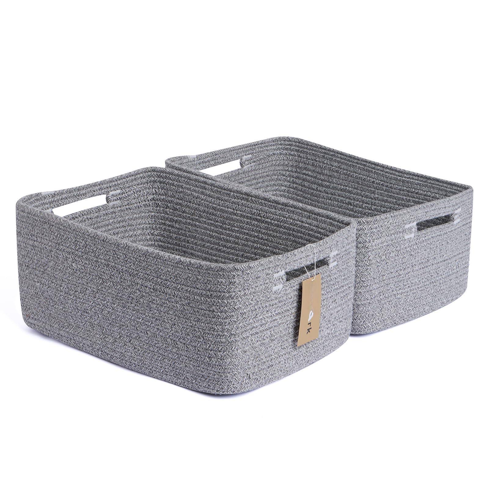 Front. Dapper Styles - Storage Baskets For Shelves Closet Organizers Bins Clothes Blanket Towels Box Woven Rope 17 X 13 7 5" 3 Pac... - Mixed Grey-4pcs-L17×W13×H7.5".