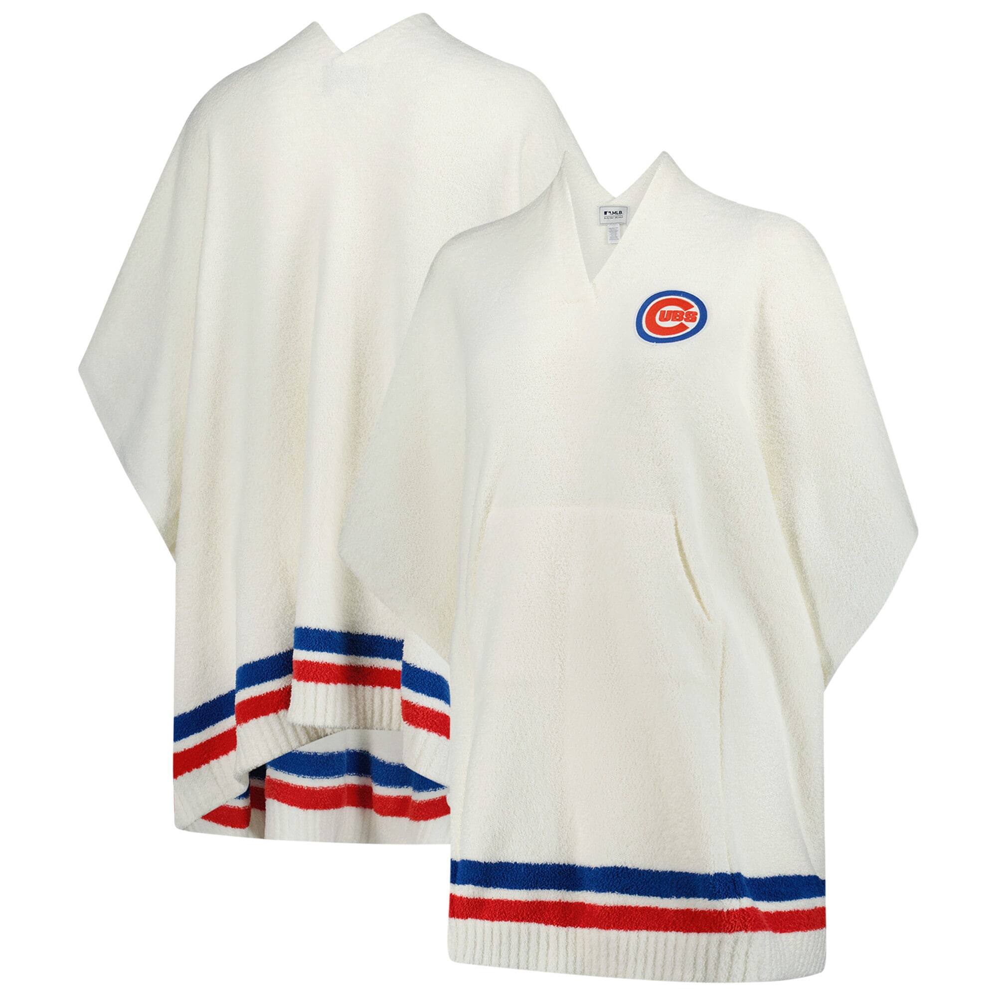 Front. Barefoot Dreams - Cream Chicago Cubs CozyChic 3-in-1 Poncho - Cream.