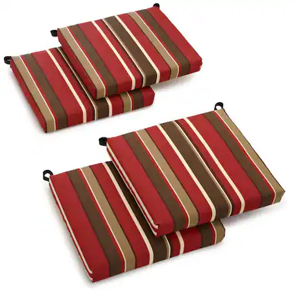 Front. Blazing Needles - 20-inch by 19-inch Spun Polyester Chair Cushion (Set of Four) - Monserrat Sangria.