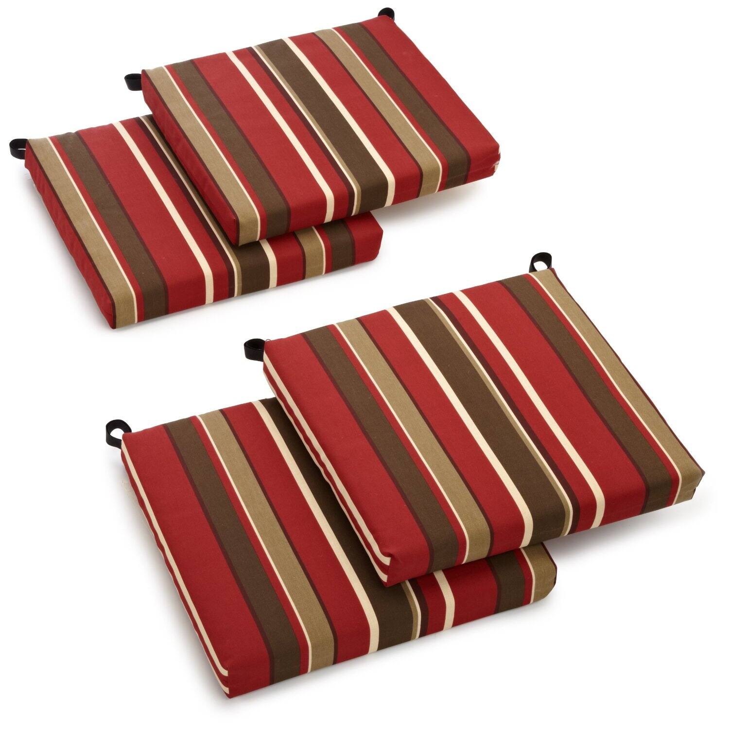Front. Blazing Needles - 20-inch by 19-inch Spun Polyester Chair Cushion (Set of Four) - Monserrat Sangria.