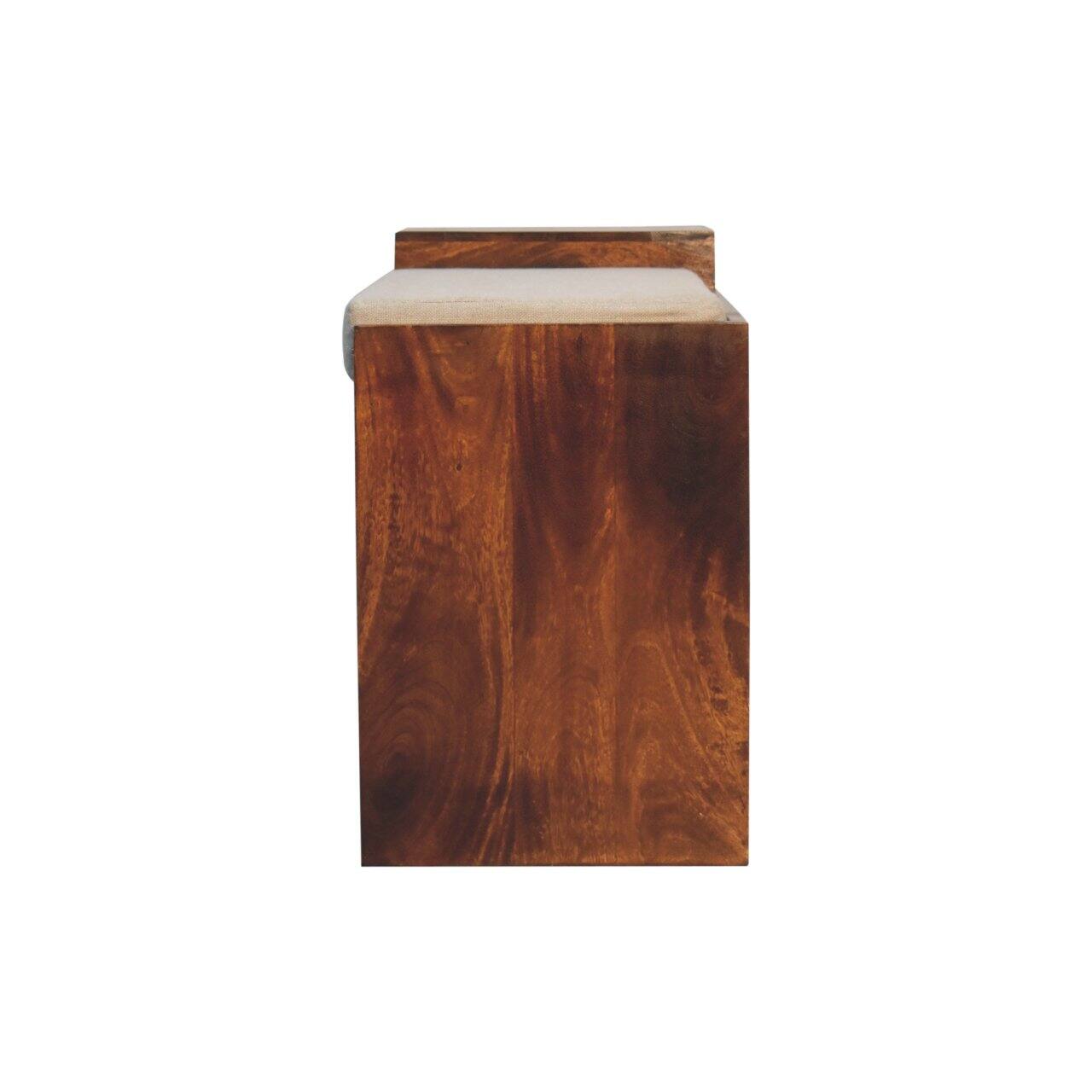 Alt View 5. Artisan Furniture - Artisan Furniture Solid Wood Retreat Chestnut Shoe Bench, Upholstered, 1 Drawer, 3 Shelves, Dark Brown & White - Brown & White.