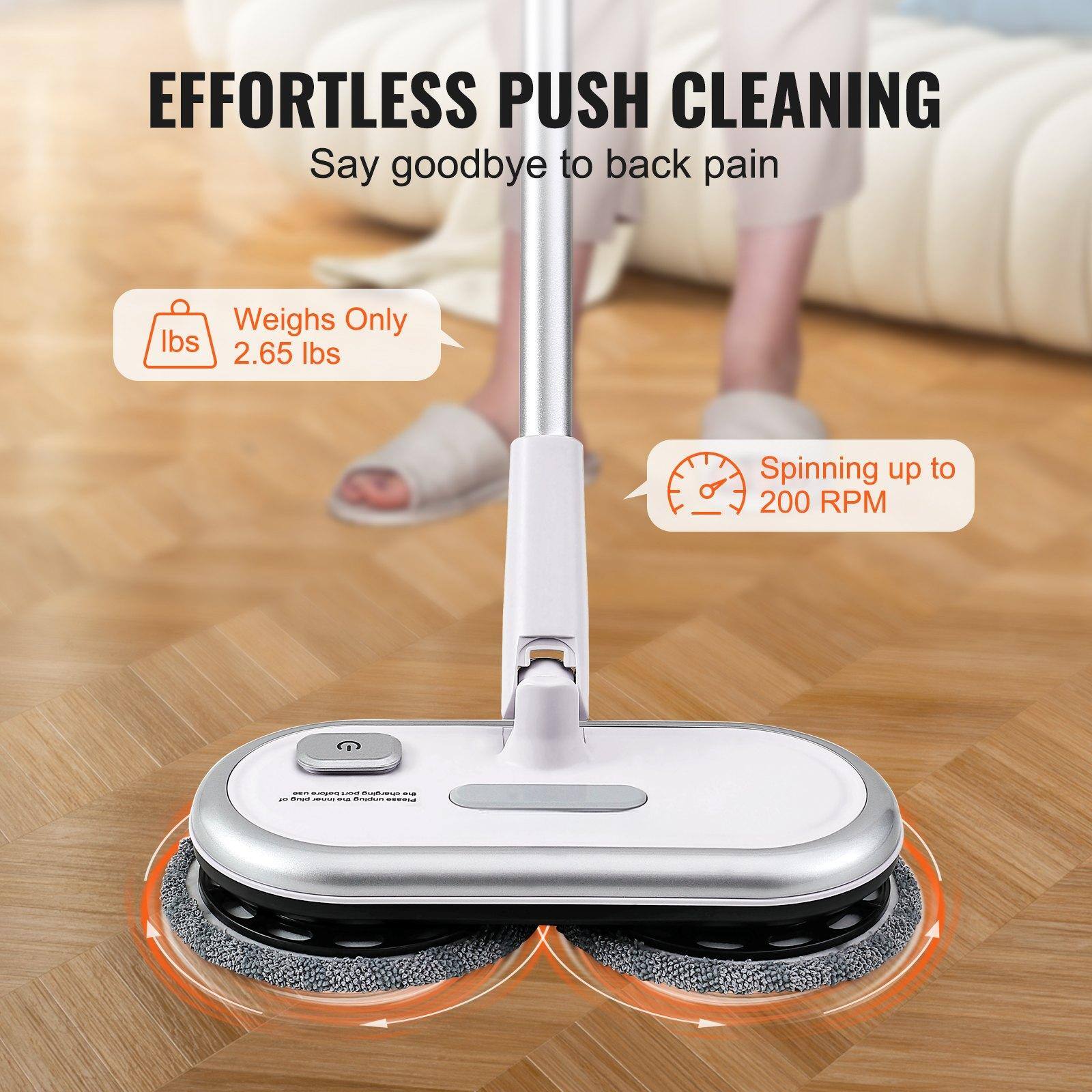 EFFORTLESS PUSH CLEANING  
Say goodbye to back pain  

- Weighs Only 2.65 lbs  
- Spinning up to 200 RPM