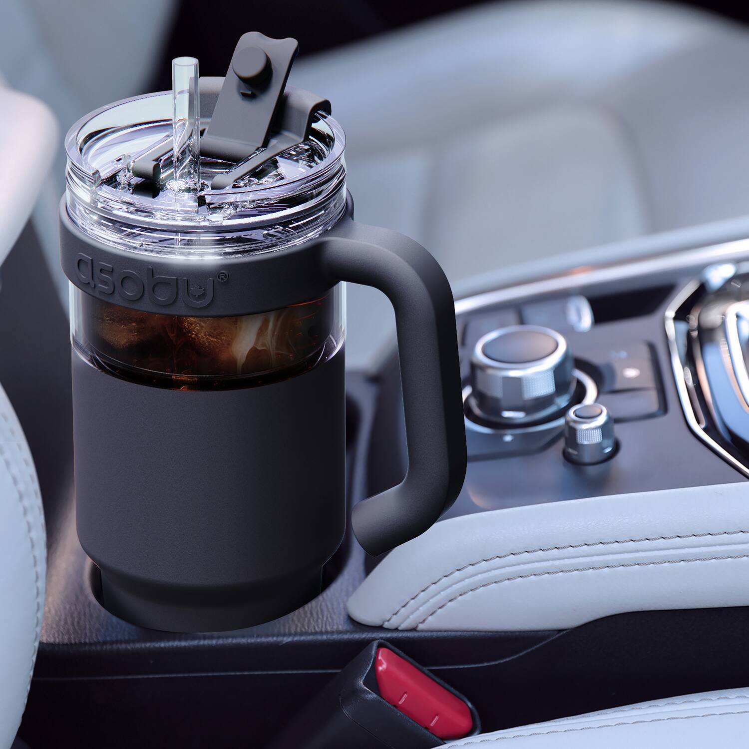 Alt View 4. Asobu - 34-Oz Explorer See-Through Travel Mug with Detachable Insulated Tumbler - Black.