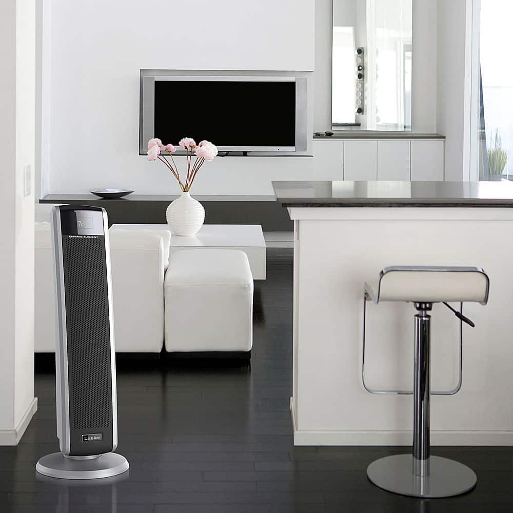 Alt View 11. Lasko - Oscillating Ceramic Tower Heater with Logic Center Remote Control - Gray/Black.