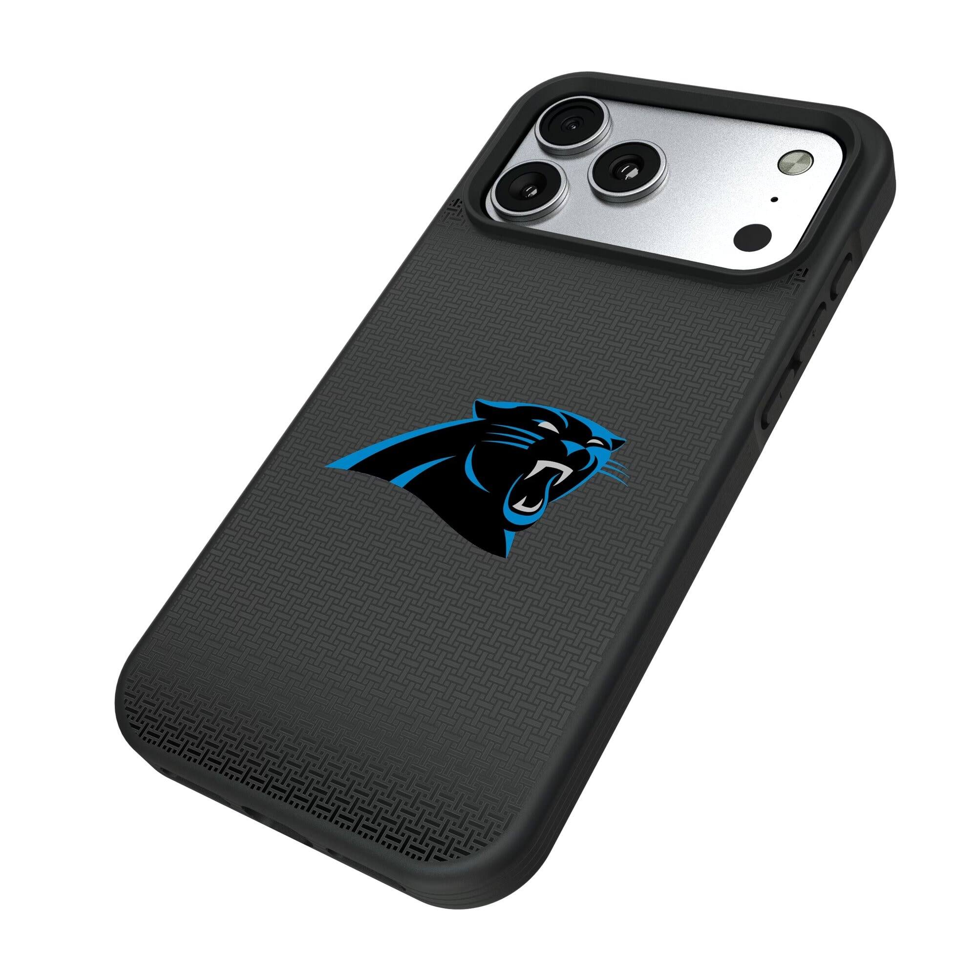 Alt View 1. Keyscaper - Carolina Panthers Bump Case with 8.2ft Drop Protection - 14 Pro Max - Black.