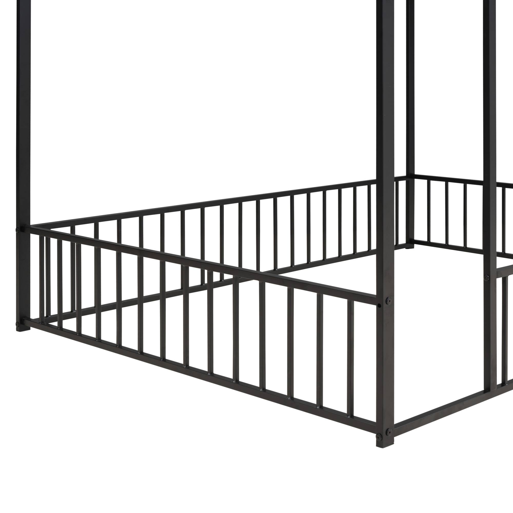 Alt View 5. GOODSILO - Full Size Metal House Bed Frame with Playhouse Design for Kids and Teens - Black.