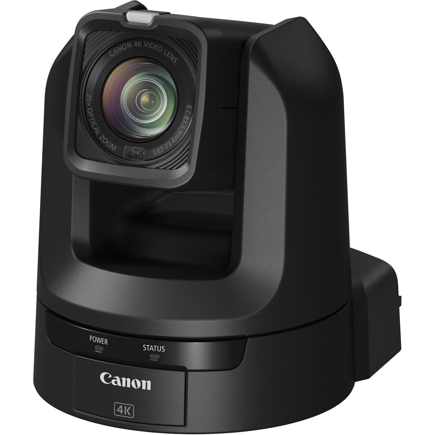 4K VIDEO CANON LENS 20x OPTICAL ZOOM 1:1.8-2.8 3.67-73.4mm 4mm 73 3 3.67 3 POWER STATUS Canon 4K
