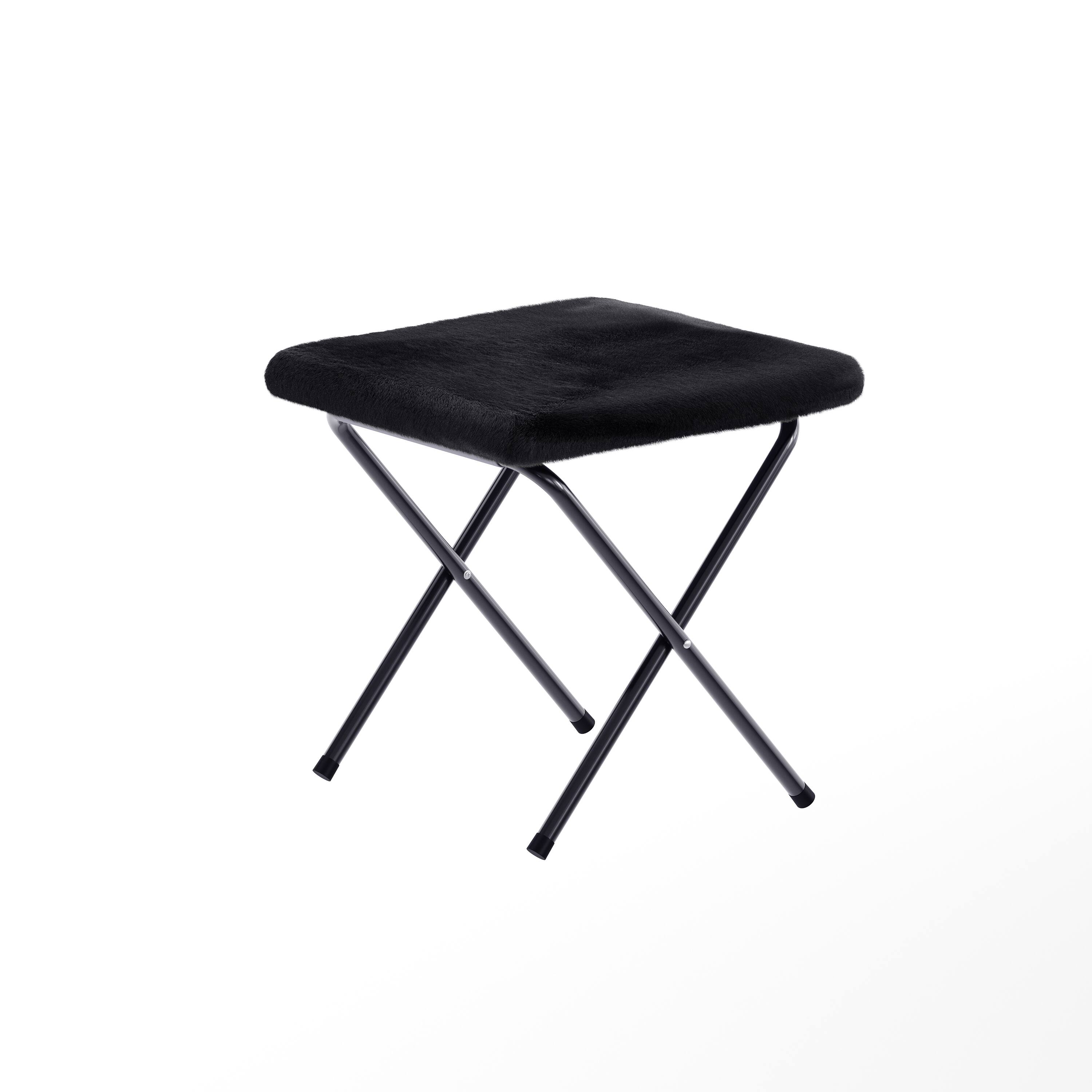 Alt View 10. Emma + Oliver - Aisling Oversized Folding Saucer Chair and Ottoman for Dorm, Bedroom - Black Fabric/Black Frame.