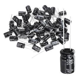 Unique Bargains - 100uF 50V 8x12mm Electrolytic Capacitor, 105C High Temp Radial Leads, for TVs/LCDs/VCD, 60pcs - Black