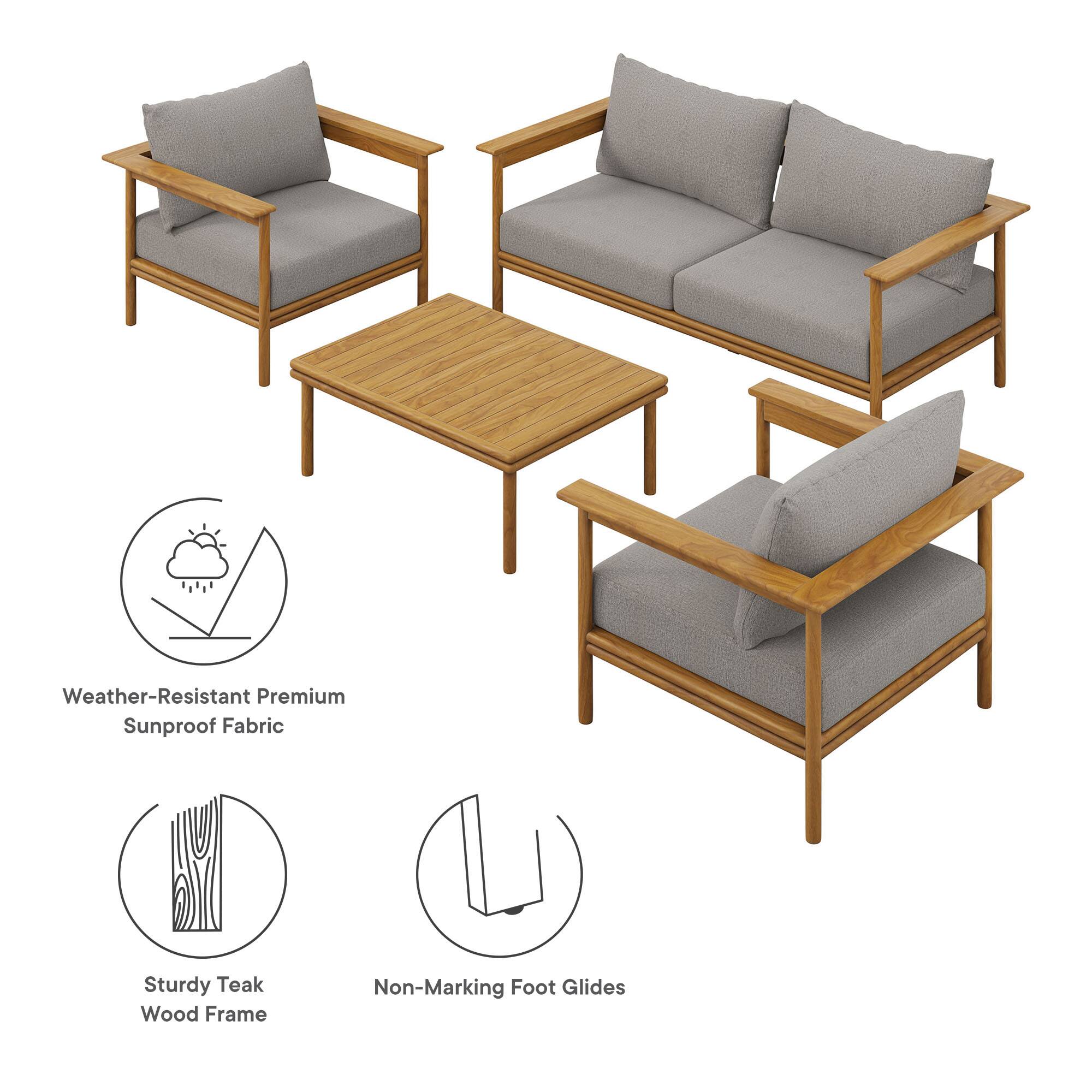 Weather-Resistant Premium Sunproof Fabric  
Sturdy Teak Wood Frame  
Non-Marking Foot Glides