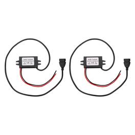 Unique Bargains - 2pcs DC 12/24V to 5V 3A 15W Step Down Converter with USB Female Port for Car Truck Solar System - Black