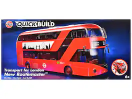Airfix Quickbuild - Skill 1 Model Kit Routemaster Double-Decker Bus "Transport for London" Snap Together Plastic - Red