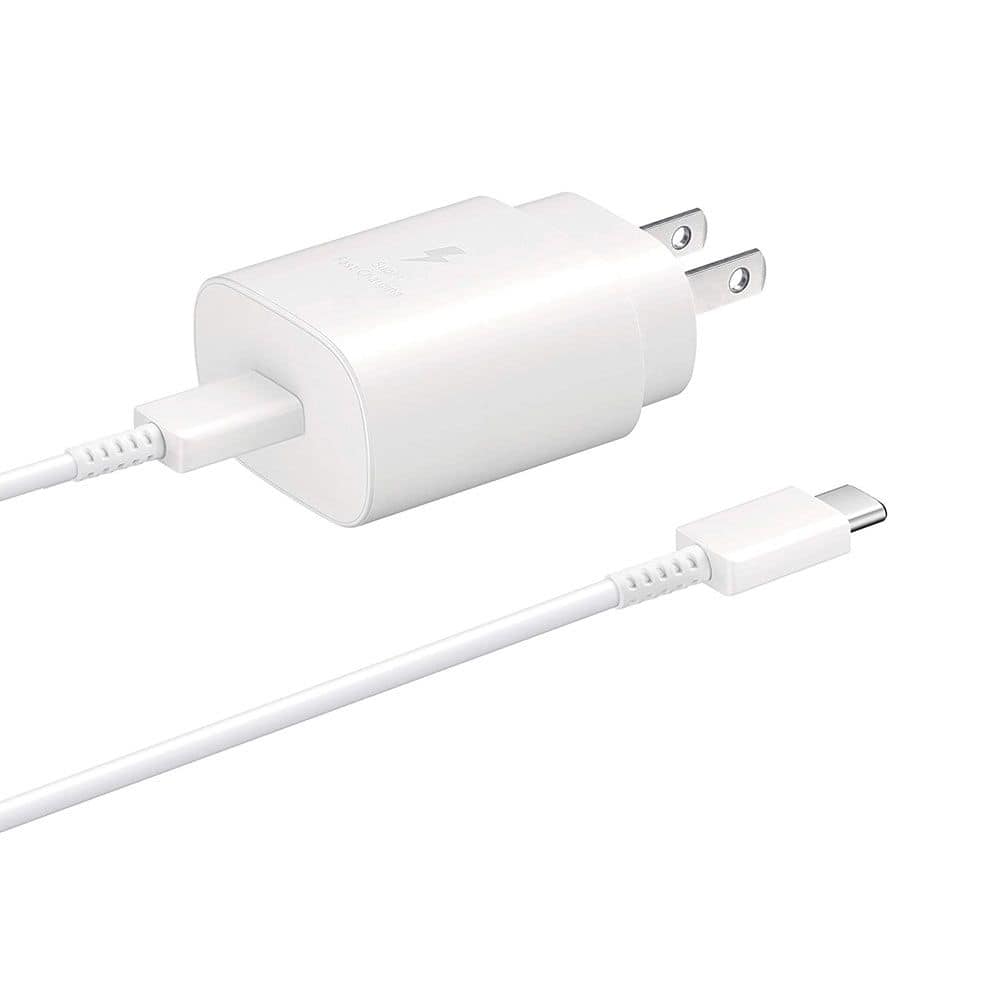 Samsung - 25W USB-C Super Fast Charging Wall Charger with USB C to C Cable - Bulk Packing - White - White