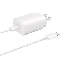 Samsung - 25W USB-C Super Fast Charging Wall Charger with USB C to C Cable - Bulk Packing - White - White