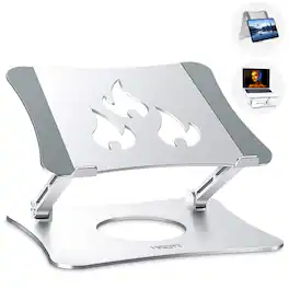 HongFei - Ergonomic Adjustable Laptop Riser, Computer Stand Laptop Holder Compatible with 10-15.6" Laptops and Tablets - Silver